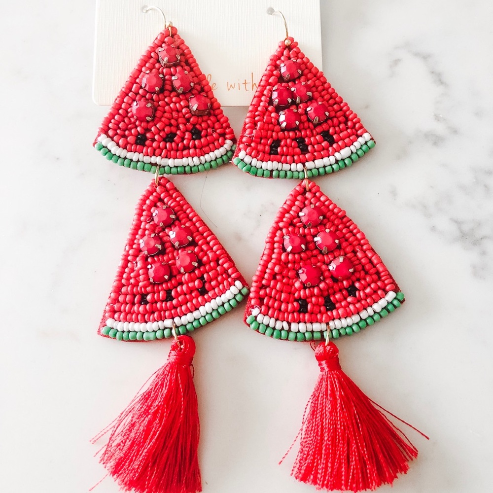 Watermelon Tassel Earrings